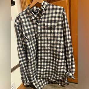 Cover up or button up Gray and white checkers. Size M Tall